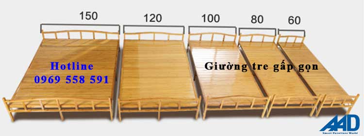 các kích thước giường tre xếp gọn